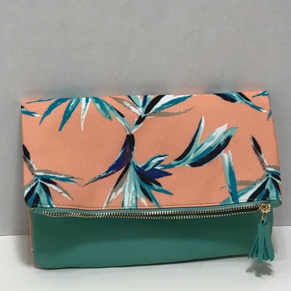 Rachel Pally Fold-Over Fabric/Faux LeatherBag NWOT - Picture 1 of 6